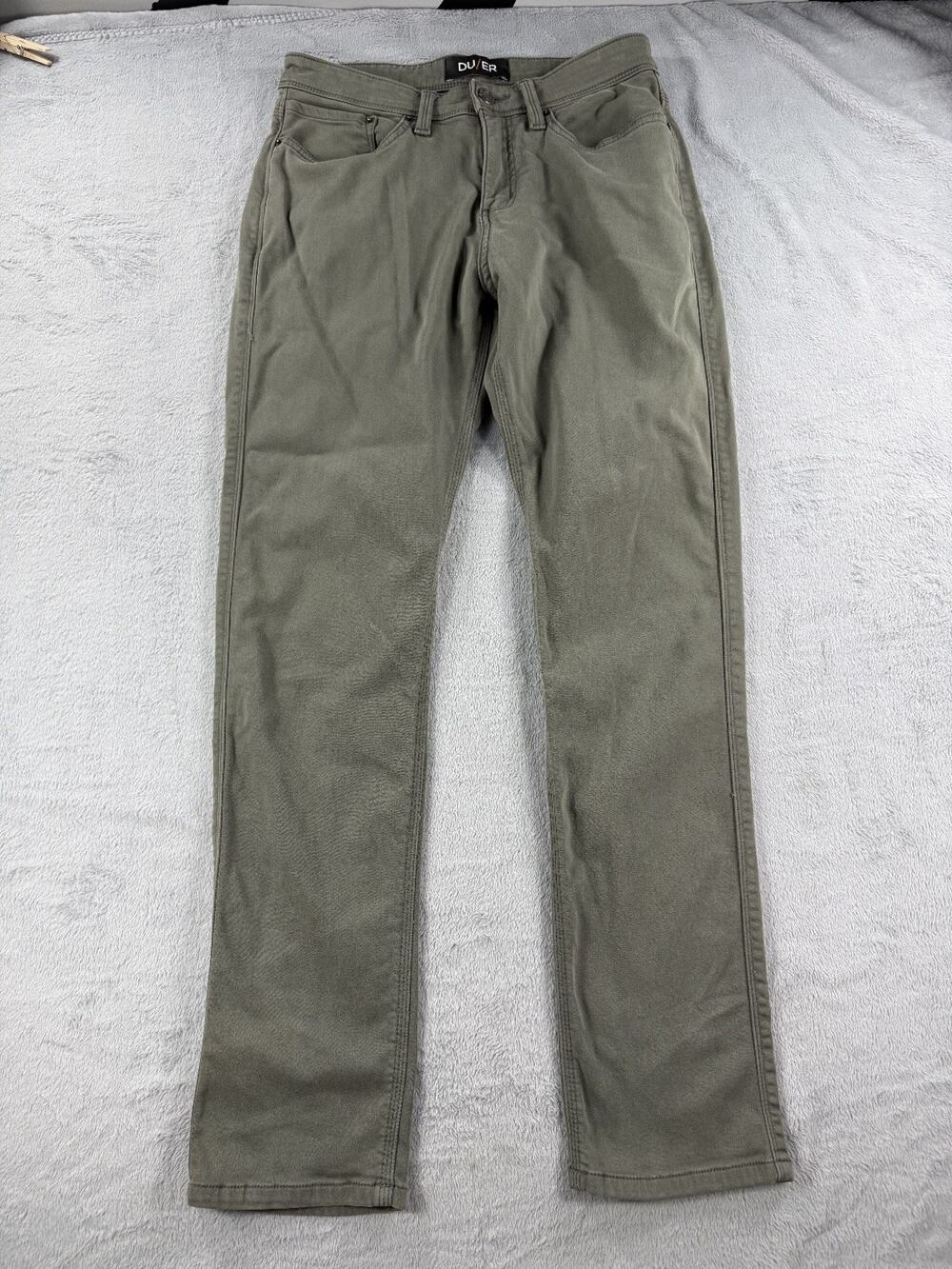 DUER N2X Relaxed Taper Performance Pants Mens 30x32 Olive Green Stretch Casual